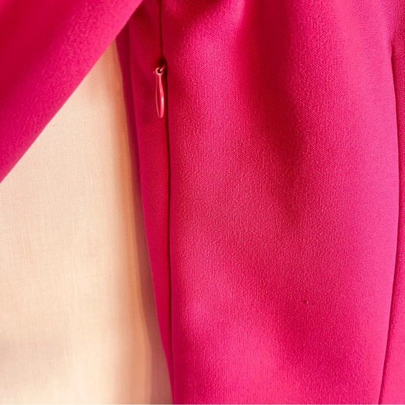 Katie May Next Round Plunge Neck Long Sleeve Mini Crepe Dress Hot Pink Medium - Picture 8 of 13